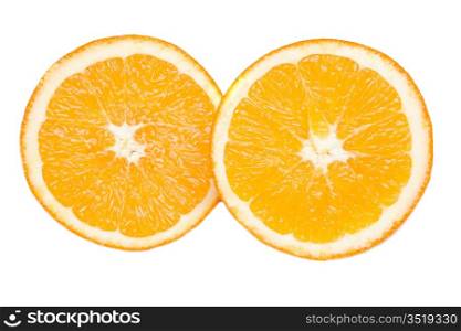 Photo of half orange on a over white background