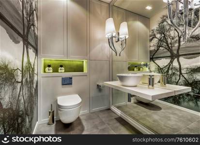 Photo of luxurious bathroom in apartment