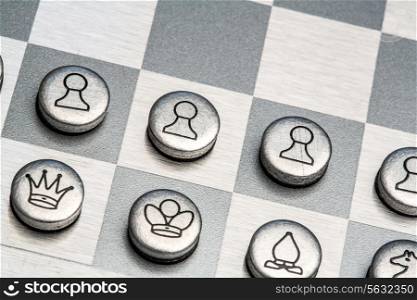 Photo of metal chess round shape.