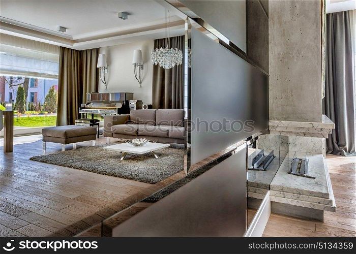 Photo of modern living room in apartment