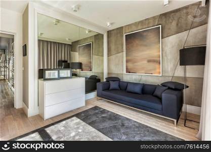 Photo of modern living room in rental business apartment