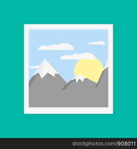 photo of mountains with shadow in flat style. photo of mountains with shadow in flat