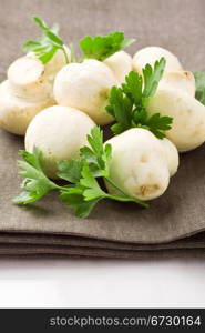 photo of mushrooms with parsley on napkin