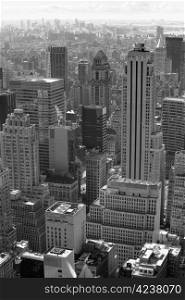 Photo of New York city in black and white.