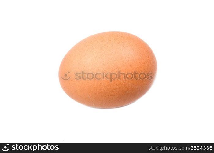Photo of one brown hen egg isolated over white