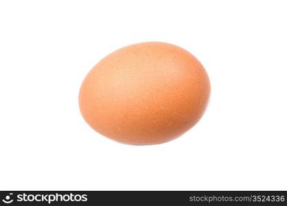 Photo of one brown hen egg isolated over white