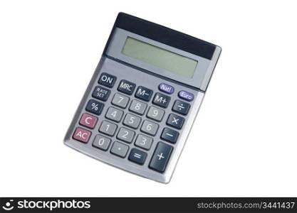 Photo of one calculator on a over white background
