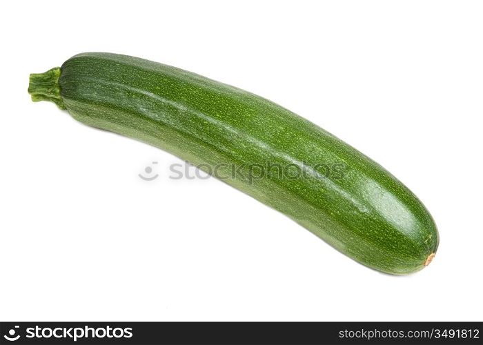 Photo of one zucchini on a over white background