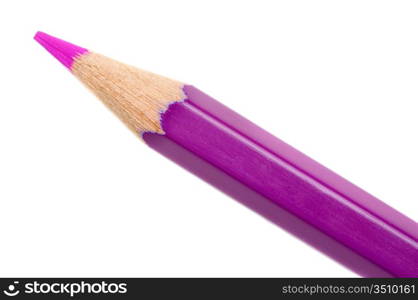 Photo of pencil purple over white background