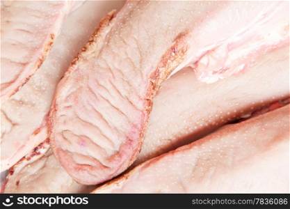 Photo of raw pork tongue in the market place
