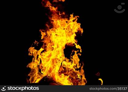Photo of red fire flame on black background. Red fire flame on black background
