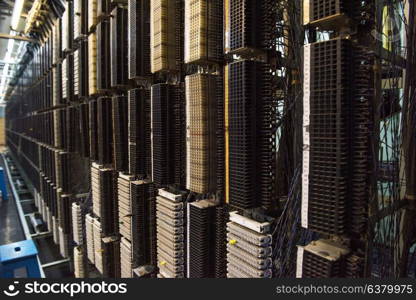 Photo of retro automatic telephone exchange. Retro telephone exchange