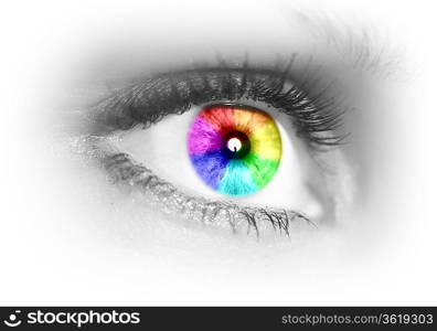 Photo of the human eye against grey background