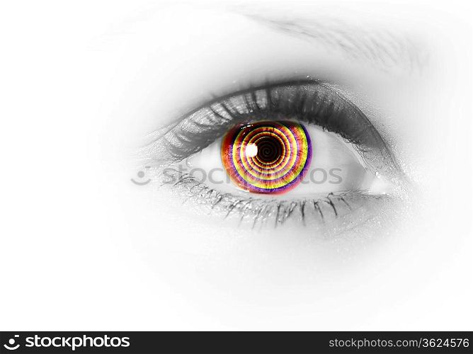 Photo of the human eye against grey background