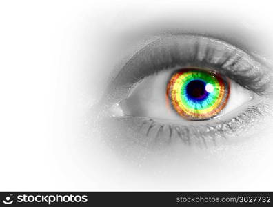 Photo of the human eye against grey background