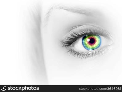 Photo of the human eye against grey background