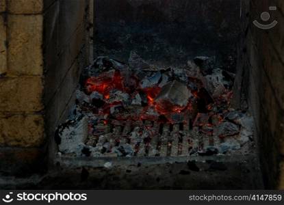 photo of the live coals at stove