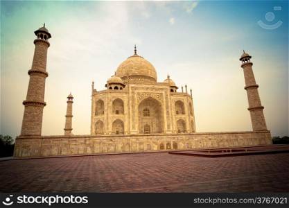 Photo of the Taj Mahal in Agra, India.