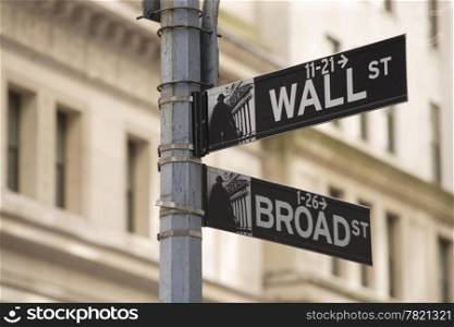 Photo of the Wall Street sign in New York city.