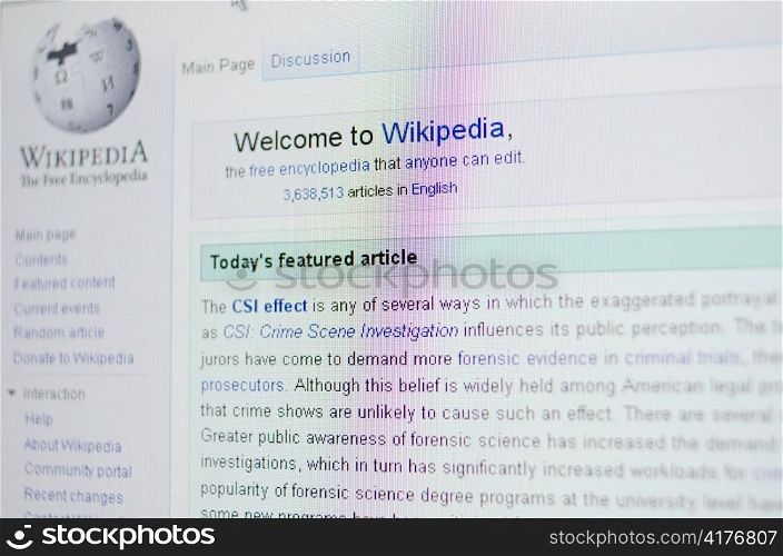 Photo of the wikipedia web site closeup
