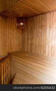 Photo of the wooden steam room sauna
