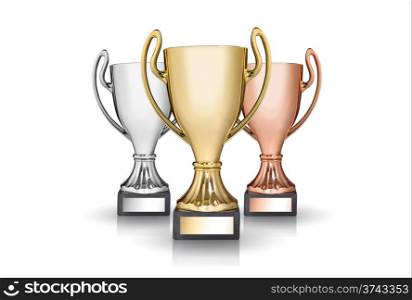 photo of trophies isolated on white
