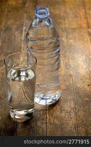 photo of Water bottle with glass on wooden table