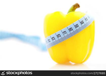 Photo of yellow pepper on a white background