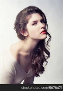 Photo of young beautiful lady with magnificent dark hair