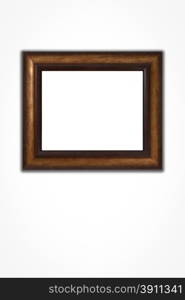 Photo or painting frame on wooden background.