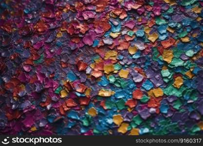 Photo realistic background texture of colourful glittering paper from above created with generative AI technology