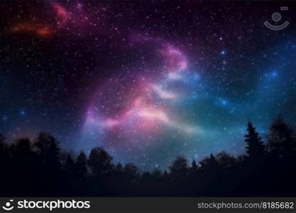 Photo realistic galaxy in the nightsky background created with generative AI technology