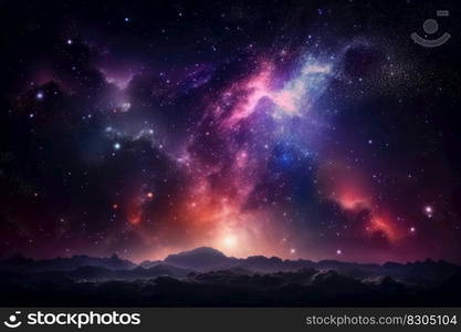 Photo realistic galaxy in the nightsky background created with generative AI technology