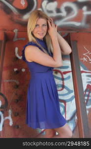 Photo shoot of a model at a railway yard