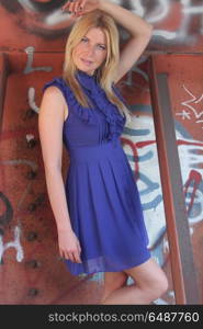 Photo shoot of a model at a railway yard