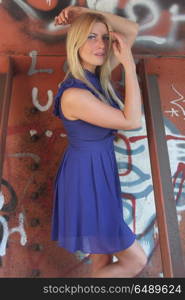 Photo shoot of a model at a railway yard