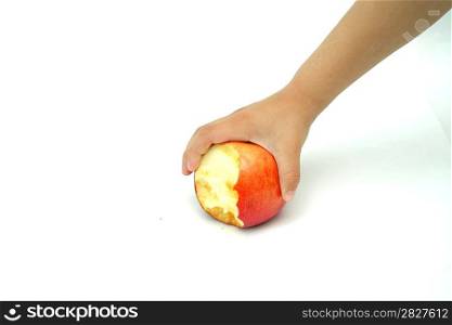 photograph of hand holding a red apple