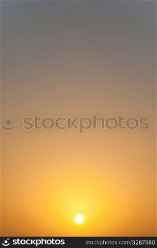 Photograph showing a classic sunset or sunrise