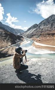 Photographer and View of landscape at Leh Ladakh District ,Norther part of India