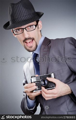 Photographer man with vintage camera