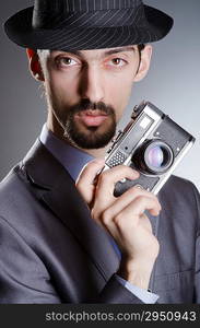 Photographer man with vintage camera