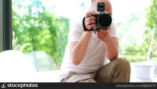 Photographer taking picture in luxuary villa