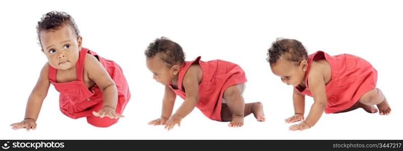 Photographic sequence Of a baby learning to walk