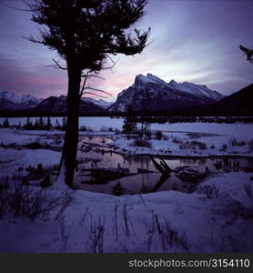 Photographs of sunrise at Lake Vermillion, Banff, Alberta, Canada