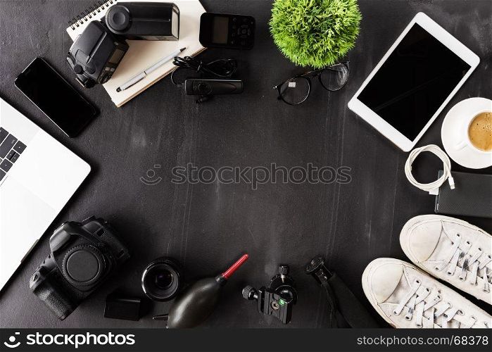 photography device on table top view
