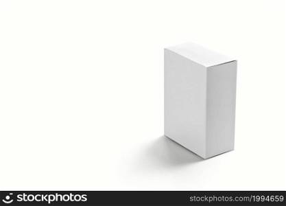 Photorealistic Flat Square Cardboard Package Box Mockup on light grey background. 3D rendering. Mockup template ready for your design.