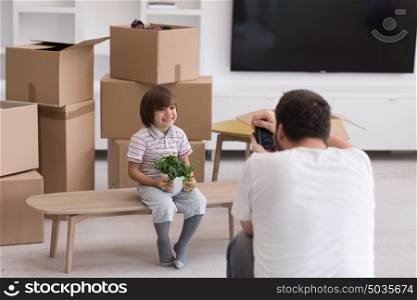 Photoshooting with kid model at studio as new modern home