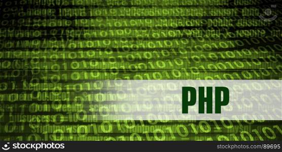 Php Coding Language with Green Binary Background. Php