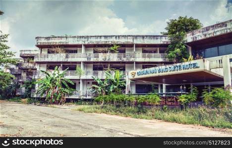 PHUKET, THAILAND - MARCH 31: Abandoned hotel after the 2004 tsunami disaster on March 31, 2017 Phuket, Thailand.