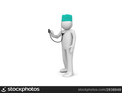 Physician at work (3d isolated characters on white background, medicine series)